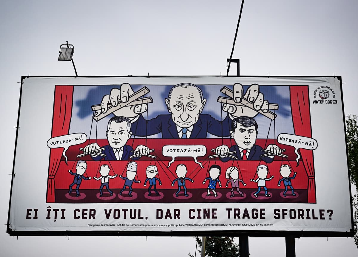 Predvolebný bilbord v Moldavsku. Foto Daniel MIHAILESCU / AFP / AFP / Profimedia