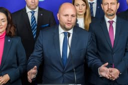 Jaroslav Naď a politici strany Demorkati. Foto: Jaroslav Novák/TASR