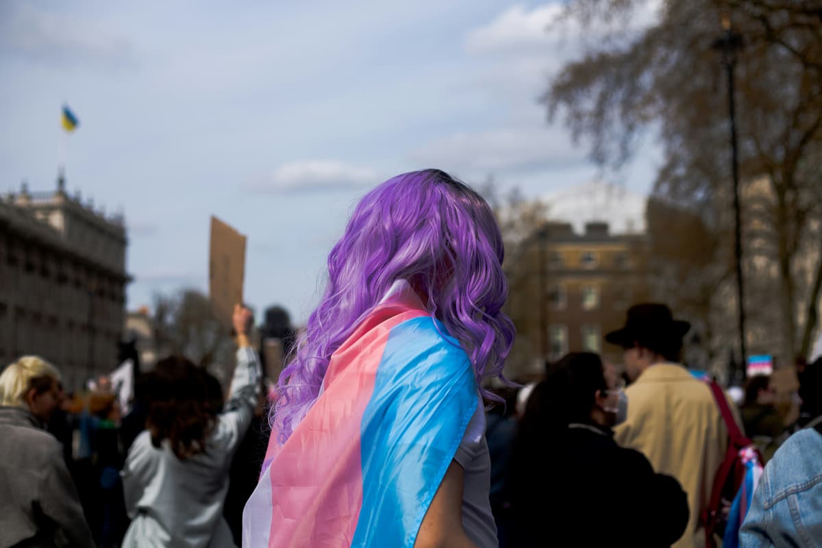 Človek v transgender vlajke - ilustračný záber. Foto Unsplash.com