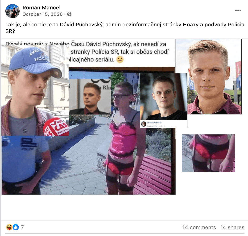 Príspevok, ktorý Facebooku nahlásil David Púchovský. Reprofoto Marker