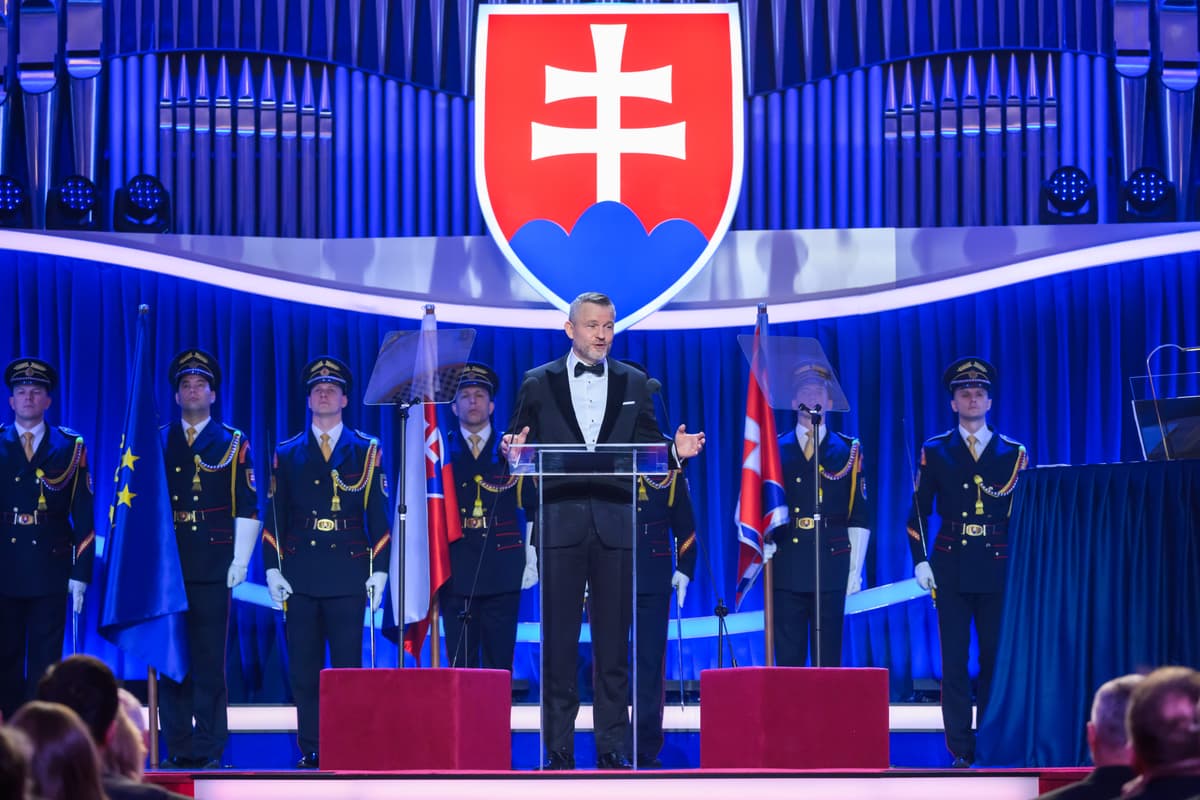 Na snímke prezident SR Peter Pellegrini vystupuje s príhovorom počas udeľovania najvyšších štátnych vyznamenaní. FOTO: TASR/Jaroslav Novák