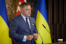 Robert Fico na tlačovej konferencii s Volodymyrom Zelenským. Foto: Ukraine Presidency/Ukrainian Pre / Zuma Press / Profimedia