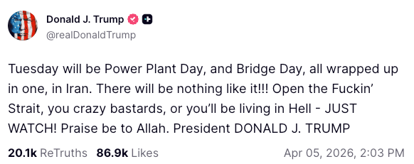 Príspevok Donalda Trumpa na veľkonočnú nedeľu. Foto: Truth social