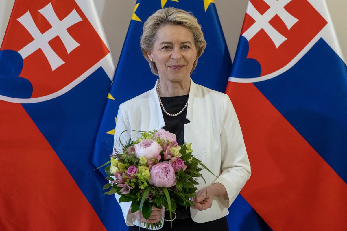 UZrsula von der Leyenová počas návštevy Slovenska. Foto: Tomáš Benedikovič / AFP / Profimedia