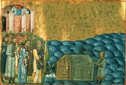 Nájdenie a vyzdvihnutie relikvií svätého pápeža Klementa. Menológium Bazila II. Foto: Wikikemdia