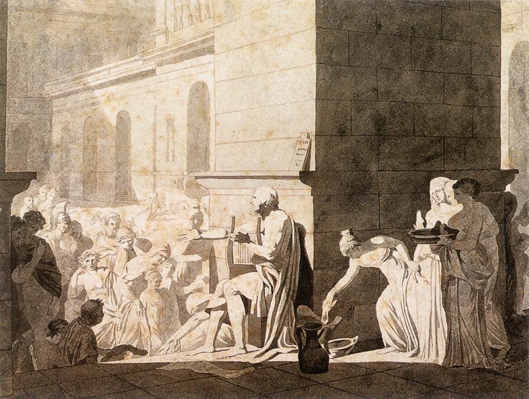 Jacques-Louis David: Homér recituje svoje verše Grékom (1794). Foto: wikimedia