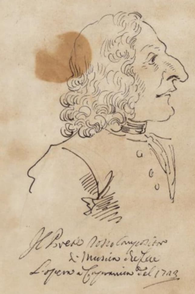 Pier Leone Ghezzi: Vivaldiho karikatúra (1723). Foto: wikimedia
